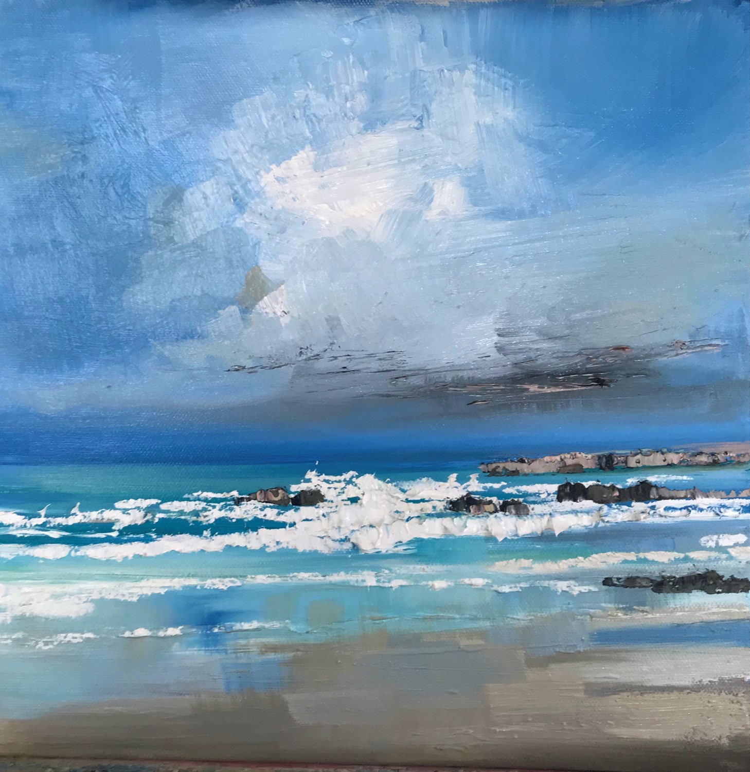 'Spilling waves over the skerries' by artist Rosanne Barr